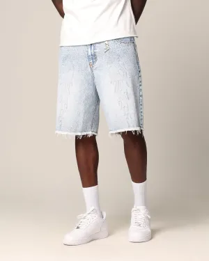 Saint Morta Inferno Baggy Denim Shorts Blue Acidwash