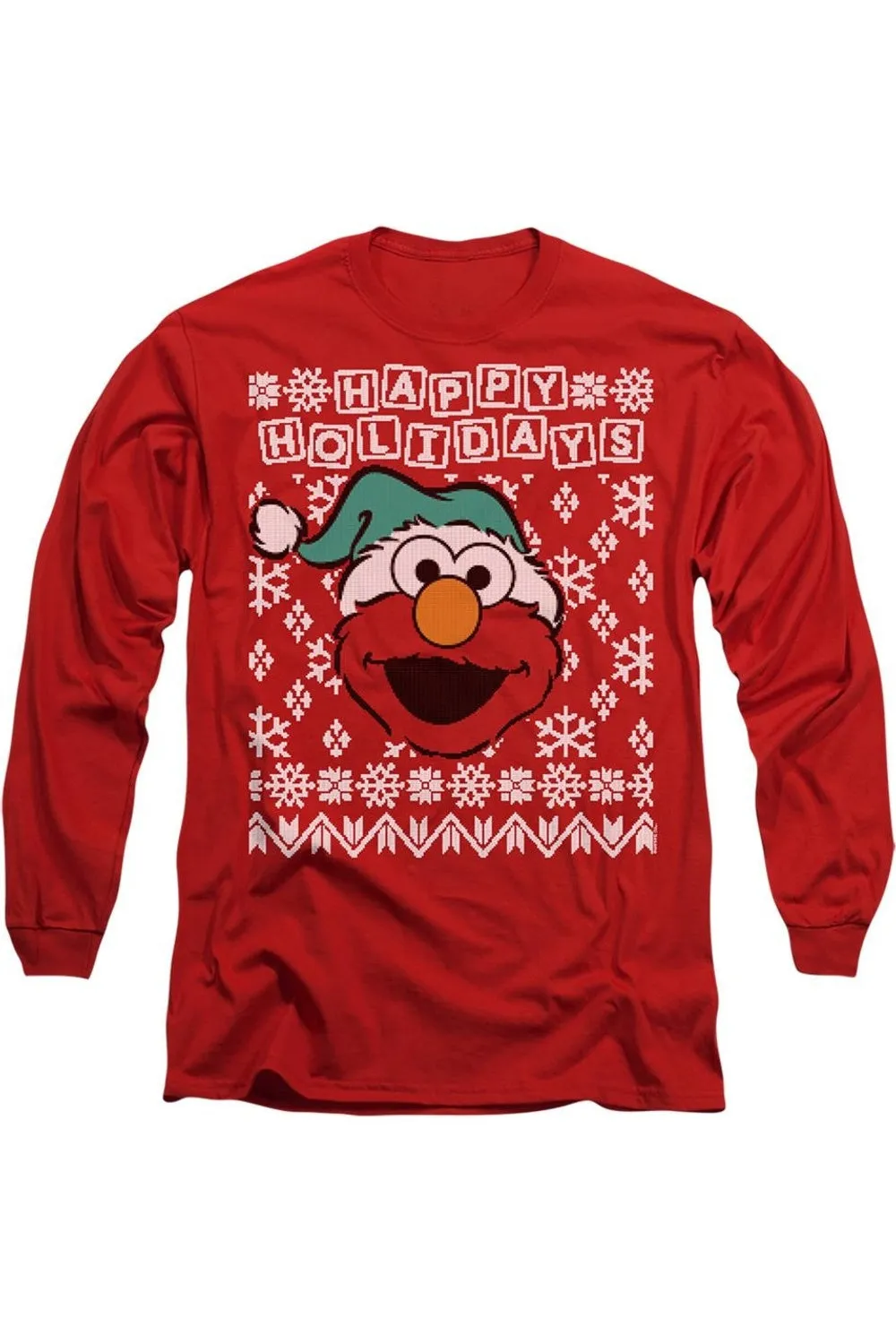Sesame Street Elmo Ugly Christmas Long Sleeve Adult Tee / T-Shirt