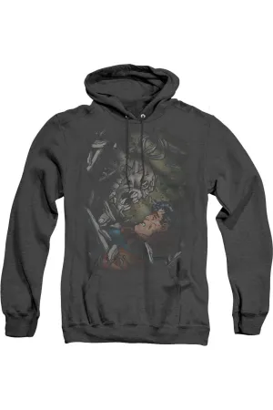 Superman Epic Battle Adult Heather Hoodie / Hooded Sweatshirt