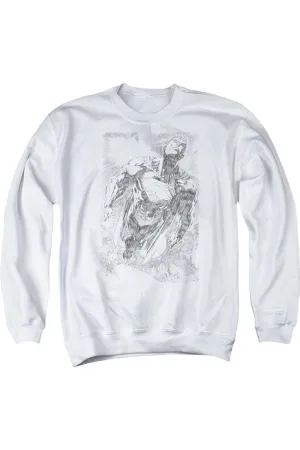 Superman Exploding Space Sketch Adult Crewneck Sweatshirt