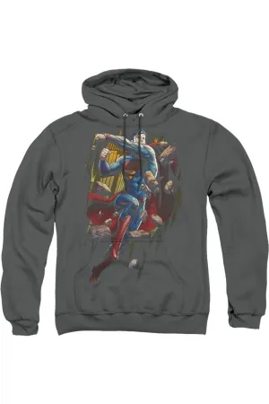 Superman Flying Determination Adult Pull Over Hoodie / Hooded Sweatshirt
