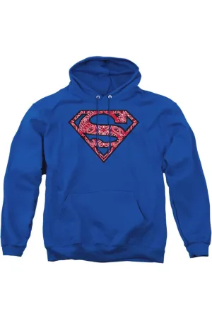 Superman Paisley Shield Adult Pull Over Hoodie / Hooded Sweatshirt