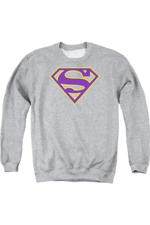 Superman Purple & Gold Shield Adult Crewneck Sweatshirt