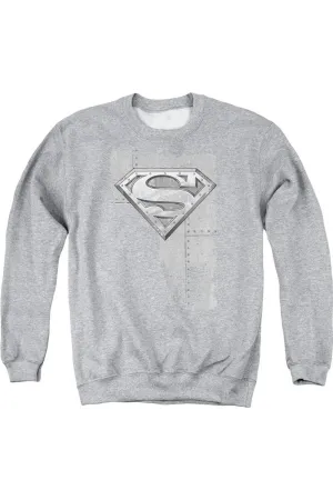 Superman Riveted Metal Adult Crewneck Sweatshirt