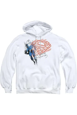 Superman Super American Flag Adult Pull Over Hoodie / Hooded Sweatshirt