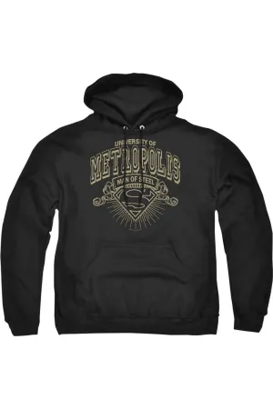 Superman University Of Metropolis Adult Pull Over Hoodie / Hooded Sweatshirt