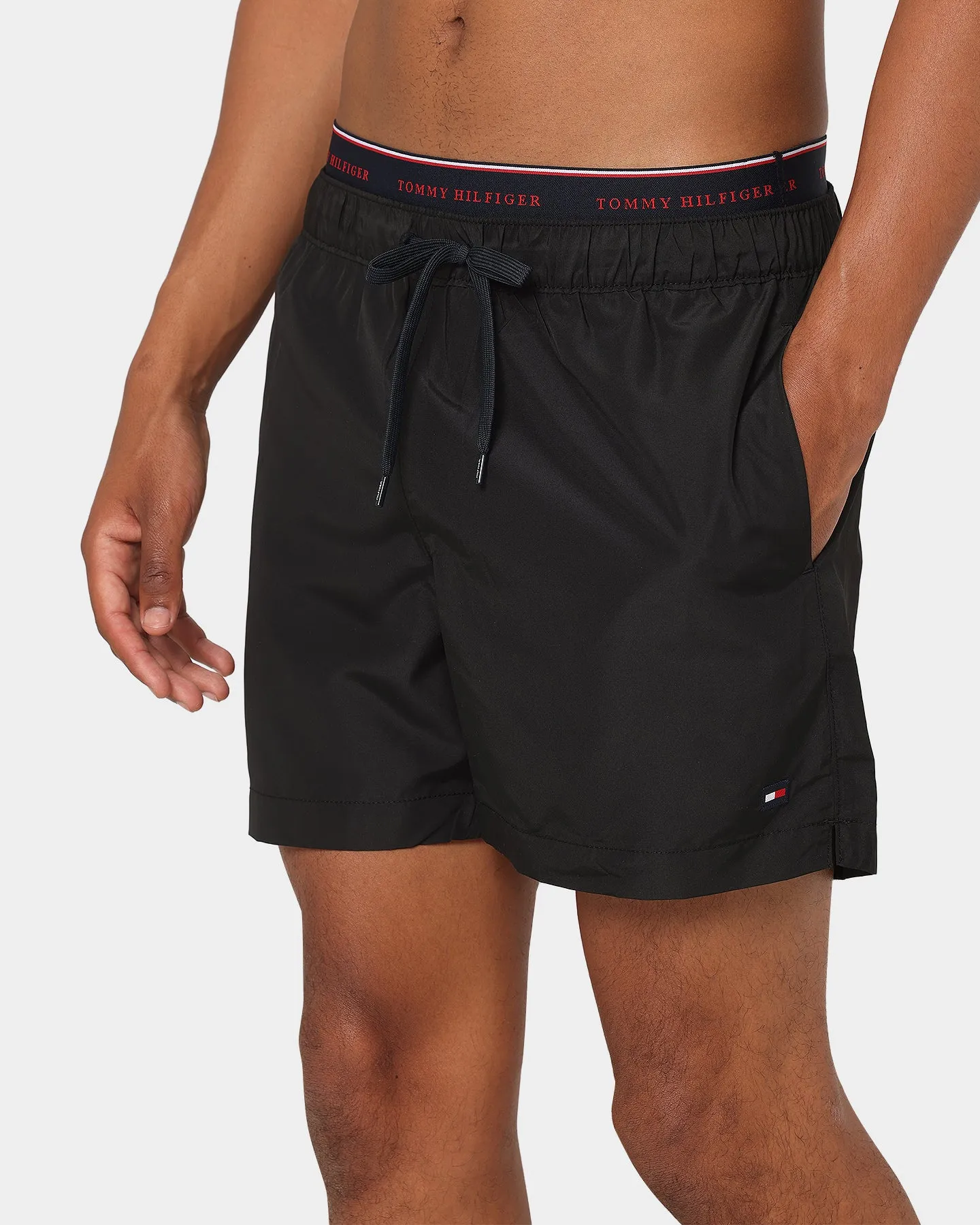 Tommy Hilfiger Logoline Drawstring Swim Shorts Black