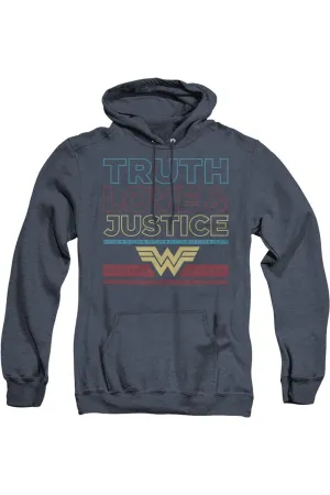 Wonder Woman 84 Truth Love Justice Adult Heather Hoodie / Hooded Sweatshirt