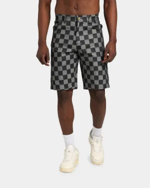 XXIII Checker Board Denim Shorts Black